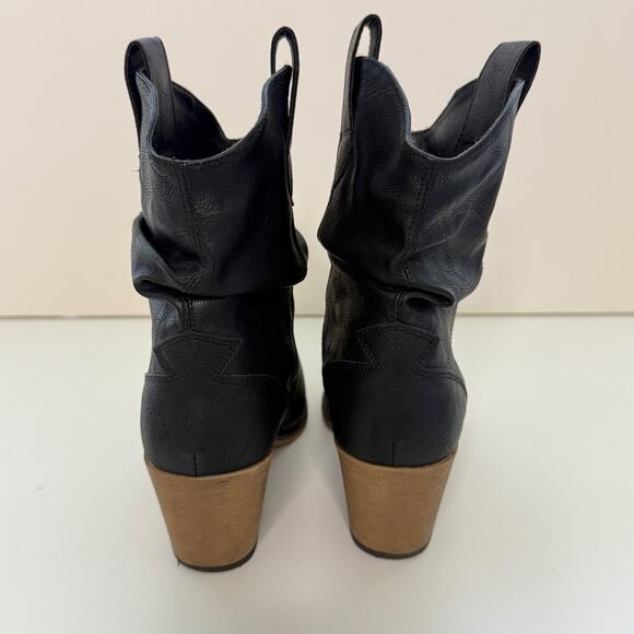 Charles Albert Western Ankle Boots Sz 6 Cowgirl Black Heels Pull On - Picture 6 of 11